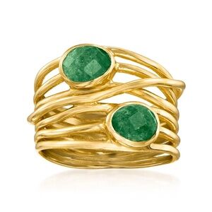 Size 9 Emerald Highway Ring – 1.40 ct. t.w. in 18kt Gold Over Sterling